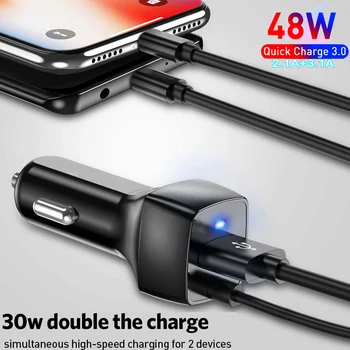 48 Вт USB PD Type C QC3.0 Автомобильная зарядная розетка Мини Быстрая зарядка для iPhone 14 13 12 Для iPhone Xiaomi Samsung