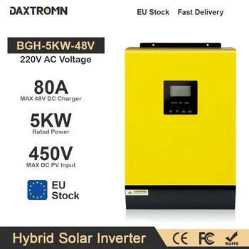 Daxtromn EU Stock Гибридный Солнечный Инвертор мощностью 5 кВт 450V 80A PV Input Параллельный Комплект С Внутренней Сеткой Обратной Связи MPPT Чистый Синусоидальный Инвертор