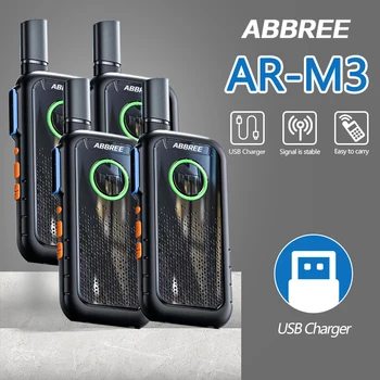 2ШТ ABBREE AR-M3 Mini Walkie Talkie Dual PPT UHF 400-470 МГц Портативное Двустороннее Радио USB Зарядка Портативное Радио Для Охотничьего Кафе