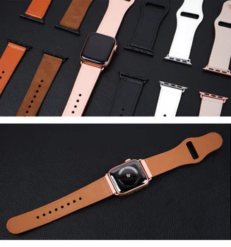 Кожаные ремешки для Apple watch band 44 мм 40 мм iWatch 6 42 мм Ремень из натуральной кожи браслет Apple watch series 7 SE ремешок для часов