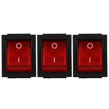 3-Кратный красный индикатор с подсветкой, 4-контактный кулисный переключатель включения / выключения DPST 16A 20A 250 В переменного тока