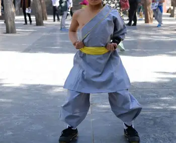 хлопковая униформа Вин Чун на одно плечо для детей и взрослых, костюмы для боевых искусств, костюмы шаолиньских монахов, одежда для кунг-фу, оранжевый/серый