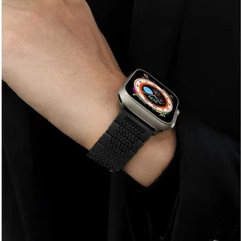 Для Apple Watch ultra 49 мм серии 7 8 ремешок 45 мм 41 мм из нержавеющей стали correa для iwatch SE/6/5/4/3 толстый ремешок 44 мм 40 мм 42 мм 38 мм
