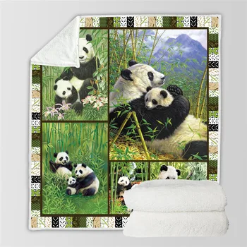 Милая панда Играет, Бамбуковое одеяло, Коврик для сна, Зимнее Путешествие, Домашний Сон, Спальня, Одеяло для пикника