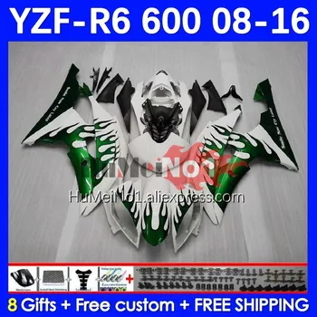 Кузова для YAMAHA YZF R6 600 R 6 YZF-600 YZF-R6 43No.12 YZFR6 YZF600 08 09 10 11 12 2013 2014 2015 2016 Комплект обтекателей Green flames