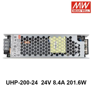Безвентиляторный Импульсный Источник Питания Mean Well UHP-200-24 110V/220V переменного тока в постоянный 24V 8.4A 201.6Вт Тонкого Типа С PFC Для светодиодного Дисплея