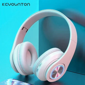 Красочные светящиеся беспроводные наушники Bluetooth Наушники Объемного звучания Стерео С микрофоном Для игровой музыки MP3 с микрофоном