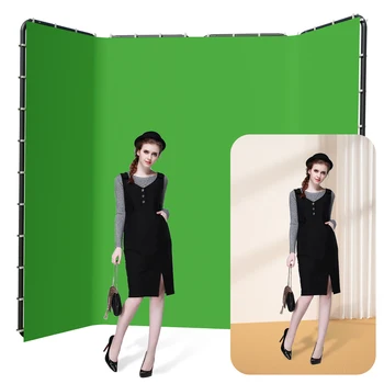 Фон для фотосъемки в рамке-подставке Зеленая стена экрана в качестве наружной раздевалки Студийный фон для матирующей ткани
