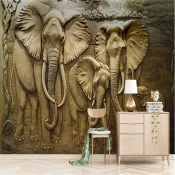 бейбеханг Пользовательские фотообои каменный слон фреска обои гостиная телевизор спальня 3D фреска украшение дома papel de parede