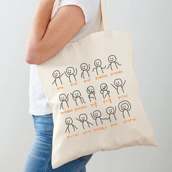 Женские сумки в стиле харадзюку с графическим рисунком, математические уравнения, алгебра, сумки для покупок с танцевальным принтом, забавные сумки-тоут, модная женская сумка через плечо