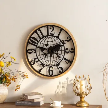 Кварцевые настенные часы в стиле ретро для спальни, цифровой механизм, круглые настенные часы для гостиной, Reloj Pared Home Design YX50WC