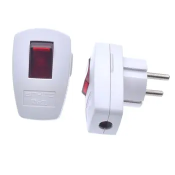 Безопасное путешествие с включенной вилкой EU Plug 2Pin Power Plug Power Swtich Plug Адаптер для розетки