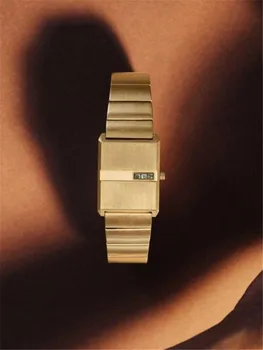 Новые Женские часы Pulse в стиле Ретро с Квадратным Золотом и маленьким циферблатом, простые Цифровые Женские часы, Европейские и Американские Нишевые часы