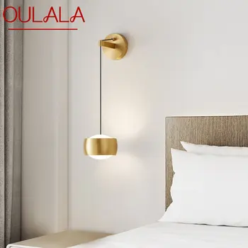 OULALA Современный латунный светильник Настенный СВЕТОДИОДНЫЙ 3 цвета Креативная простота Золотое внутреннее бра Прикроватное для домашней спальни
