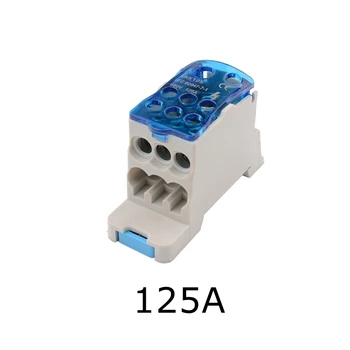 Клеммная колодка UKK 125A 1 В 6 Из направляющей Din-рейки Распределительная распределительная коробка Разъем для электрического провода синий