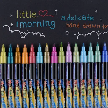 18 цветов Металлических маркеров, кисточка с супер-кончиком 0,7 мм, Металлические маркеры на водной основе, цветные художественные ручки для нанесения фирменных надписей.