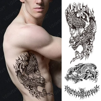Большая грудь, Талия, плечо, спина, водонепроницаемая временная татуировка, традиционная японская татуировка Дракона, боди-арт под грудью