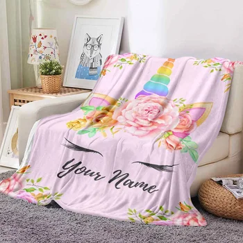 Пользовательское одеяло Пользовательское именное одеяло для маленьких девочек, одеяла для мальчиков, Фланелевое флисовое одеяло, Персонализированные подарки для друзей семьи, Одеяло