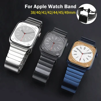 Ремешок из Нержавеющей Стали Для Apple Watch Band 7 8 45 мм 41 мм Браслет-Бабочка iWatch Ultra 49 мм 6 SE 5 44 мм 40 мм Аксессуары