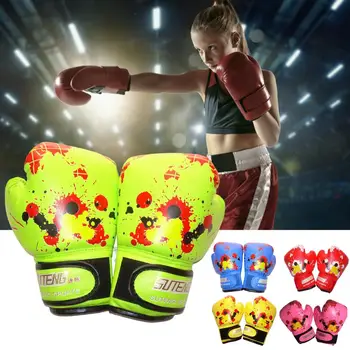 Детские Боксерские перчатки, Кожаные перчатки для кикбоксинга, Защитная перчатка, Дышащая Огненная сетка, Боксерские тренировочные перчатки Sanda