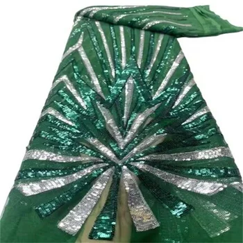 Роскошная Африканская Зеленая/золотая Свадебная ткань 2023 Красного цвета, высококачественное Нигерийское кружево с блестками, Французский тюль, ткань для пошива вечернего платья