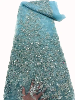 Модная роскошная кружевная ткань с вышивкой из бисера, блесток, французский тюль, вечернее платье чонсам, кружевная ткань 