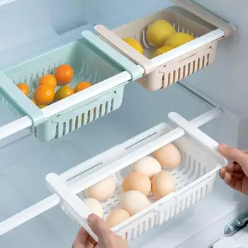 Органайзер для холодильника Корзина для холодильника Полипропиленовый Прохладный Отсек Стеллаж для хранения Эластичный Дизайн Экономия места новый год 2022