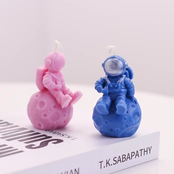 Милый космонавт Ароматическая свеча, делая пресс-формы 3D аромат гипса гипсовые украшения ручной работы свеча мыло плесень
