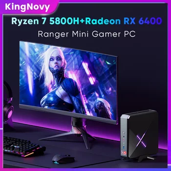 KingNovy Игровой ПК AMD Ryzen 7 5800H Radeon RX 6400 Windows 11 Мини-ПК Gamer 2 * DDR4 2xNVMe 2x2.5G LAN Мини-компьютер WiFi6 BT5.2
