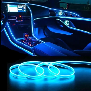 Внутреннее освещение автомобиля Декоративные Светодиодные фонари EL-Проводка Неоновая лента Авто Гибкий Рассеянный свет USB Аксессуар для лампы в атмосфере вечеринки