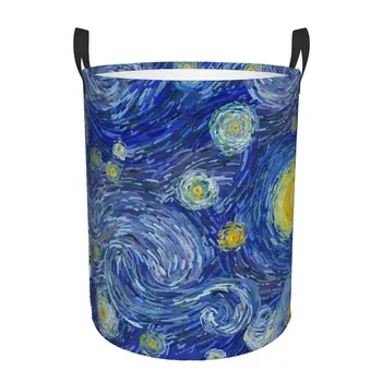 Водонепроницаемая сумка для хранения Абстрактная Светящаяся Луна Звездное Небо Корзина для грязного белья, Складное Ведро для хранения, Органайзер для одежды