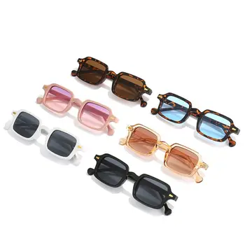 Градиентные Квадратные солнцезащитные очки С леопардовыми синими заклепками, женские солнцезащитные очки, мужские солнцезащитные очки, модные Ретро очки с UV400 оттенками