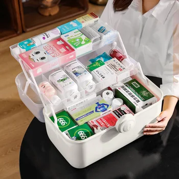 Семейная коробка-органайзер для семейной медицины большой емкости, портативная аптечка первой помощи, контейнер для хранения лекарств, коробка для аварийного набора