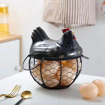 Корзина для яиц с керамической Куриной губкой Креативный Кухонный Органайзер для яиц Ящик для хранения Железной посуды для фруктов и овощей