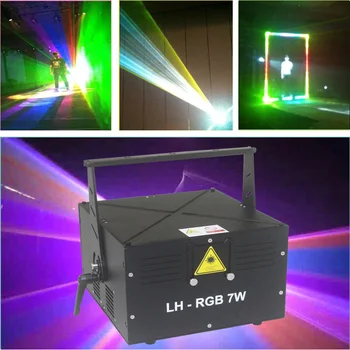 Анимационный лазерный луч RGB мощностью 7000 МВт с подсветкой сцены на SD-карте/полноцветный диско-лазер rgb мощностью 7 Вт для праздничного шоу