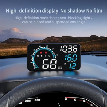 Головной дисплей GPS Лобовое стекло со спидометром автомобиля Охранная сигнализация Температура воды Масла Превышение скорости Диагностический Hud