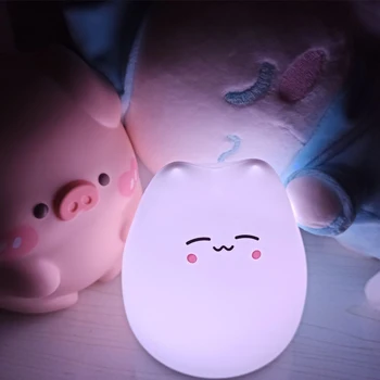 7-цветная ночная лампа Kawaii со светодиодной подсветкой в виде кота, милый детский ночник для спальни, Рождественское украшение, защита глаз от прикосновения, меняющая цвет
