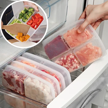 4 Сетки Ящик для хранения продуктов, контейнер для фруктов, овощей, холодильник с морозильной камерой, Органайзеры для мяса, имбиря, кухонные принадлежности