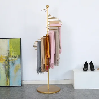 Напольный стеллаж для хранения золотых шарфов креативный стеллаж для магазина одежды и брюк с шелковыми шарфами многофункциональный круглый
