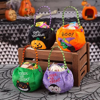 Милая тыква-паук-ведьма из нетканого материала, сумки для конфет на Хэллоуин, подарочная упаковка для вечеринки, сумка-тоут, сумки для хранения украшений для дома