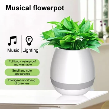 Динамики Bluetooth, Музыкальный цветочный горшок, умные горшки для растений, Пластиковый горшок, сенсорный пальцем светодиодный ночник, Домашний дизайн, Стол декоративный