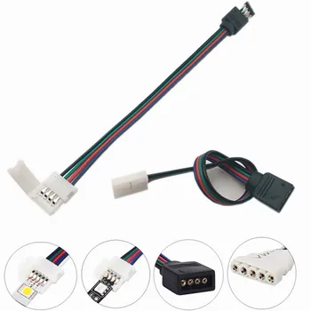 Разъем для подключения светодиодной ленты 5050 RGB к адаптеру питания с 4 проводниками шириной 10 мм, зажим для удлинительного кабеля