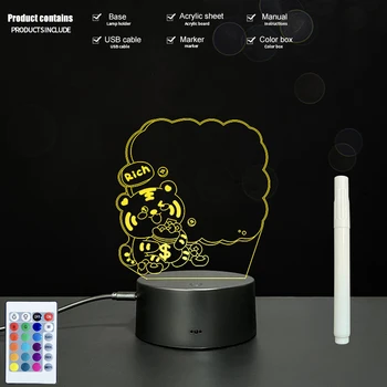 Доска для заметок Креативный светодиодный ночник USB Доска для сообщений с возможностью перезаписи ручкой Подарок для детей Подружке Декоративный ночник