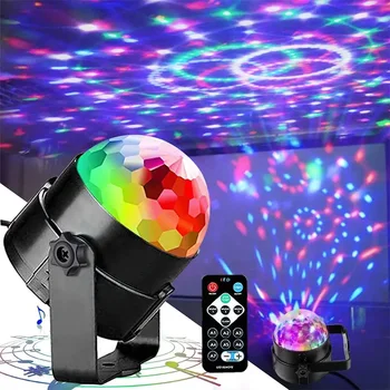 Светодиодные фонари Crystal Magic Ball с дистанционным управлением, красочные сценические огни с голосовой активацией, мини-лазерный проектор Звездной ночи
