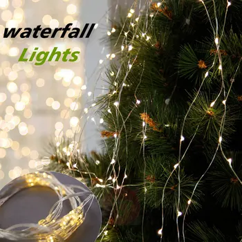 2 метра 100 светодиодов Разноцветные фонари на ветках Ins Батарейный блок 2XAA Водопадные фонари Украшение для свадьбы в помещении Рождественская елка Вечеринка
