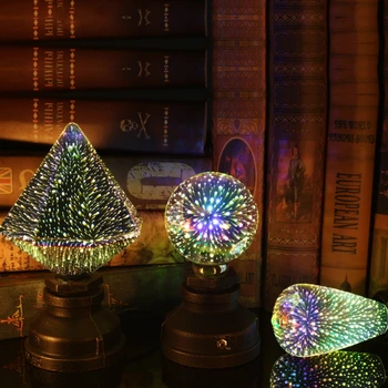 2023 Горячая Светодиодная лампа Edison Bulb 3D Декоративная лампа 220V A60 Праздничные Огни Новинка Рождественская Лампа Lamparas Фейерверк Лампа E27