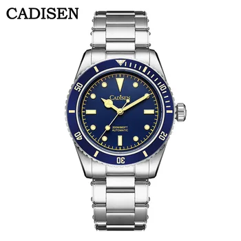 Роскошные мужские часы CADISEN 38 мм Diver, винтажные автоматические деловые наручные часы NH35 с механическим сапфиром, 20 бар, мужские ретро-часы