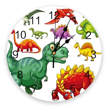 Мультяшное Животное Динозавр Настенные Часы Домашний Декор Спальня Бесшумные Часы В Час Ночи Настенные Цифровые Часы Настенные Часы для Детских Комнат