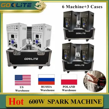 Отсутствие налога 3 Case 6 Cold Spark Machine 600W Firework Machine DJ Remote Cold Fireworks Fountain Stage Spark Machine Для Свадьбы