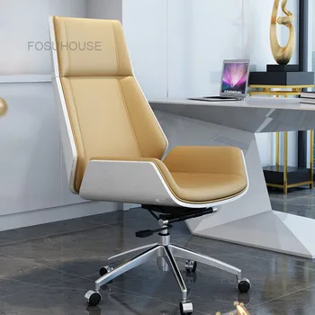 Офисные стулья Boss с высокой деревянной спинкой, современное кожаное компьютерное кресло, офисная мебель, домашний кабинет, вращающееся игровое кресло President